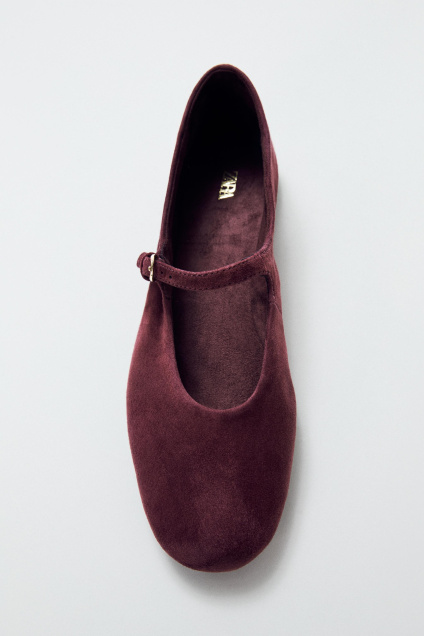 Zara БАЛЕРИНА ИЗ замши С ПРЯЖКОЙ 498023500-022-35