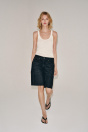 Zara ДЖИНСОВЫЕ ШОРТЫ-БЕРМУДЫ С РАССЛАБЛЕННЫМ ПОЯСОМ СРЕДНЕЙ ВЫСОТЫ ZW COLLECTION Black