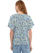 Shirred Short Sleeve Key Hole Top
