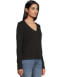 Long Sleeve Self Trim V-neck