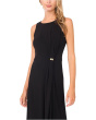 Crew Neck Gathered Twist Maxi w/ Gold Trim Ring