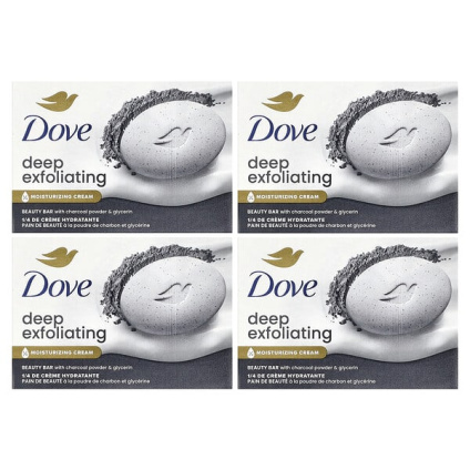 Dove, отшелушивающее мыло для глубокого отшелушивания с угольной пудрой и глицерином, 4 шт. по 106 г (3,75 унции)