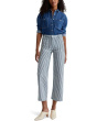 Kassie Mid-Rise Wide Leg Crop in Nordic Stripe Indigo Multi