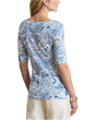 Paisley Stretch Cotton Boatneck Tee