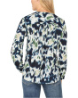 Long Sleeve Button Front Shirred Woven Blouse