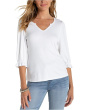 Elbow Sleeve Notch Knit Tee