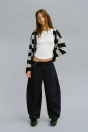 Zara Темно-синие БРЮКИ ИЗ БОЧКООБРАЗНОЙ ТКАНИ С ПЕРЕКРЫВАЮЩИМСЯ ПОЯСОМ