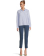 Long Sleeve Button Front Stripe Shirt With Front Seam Detail