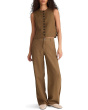 Button-Front Shell Top in 100% Linen