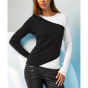 Color-Blocking-Pullover, ecru-schwarz
