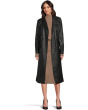 Belted Faux Leather Trench Coat