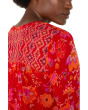 Petite Long Sleeve Button Front Shirred Woven Blouse