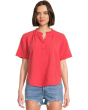 Short Sleeve Ruffle Neck Henley Top