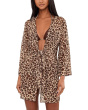 Safari Leopard Stretch Mesh Tie Front Tunic