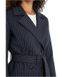 Cropped Pinstripe Trench Jacket With Belt