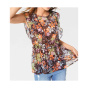 Volant-Chiffon-Druckbluse, bunt