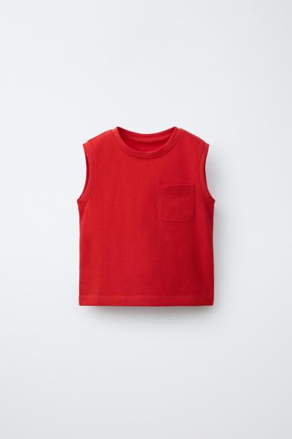 Zara ОДНОТОННАЯ ФУТБОЛКА С КАРМАНОМ 515453470-600-18