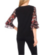 Double Ruffle Mixed Media Knit Top