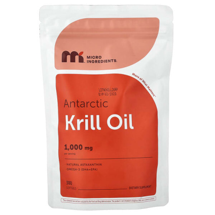 Micro Ingredients, масло антарктического криля, 300 капсул