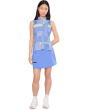 Geometric Plaid Short Stand Collar Partial Front Zipper