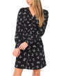 Bow Print Button Front Shirred Knit Dress