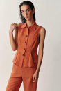 Zara ПОЛОСАТЫЙ ЖИЛЕТ-БАСКА медного цвета