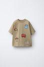 Zara Футболка С ВЫШИВКОЙ КРЕСТИКОМ - светло-коричневая ОТ DISNEY PIXAR
