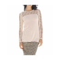 Designer-Pullover m. Spitze, sand