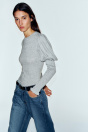 Zara ЭЛАСТИЧНАЯ ФУТБОЛКА С ДЛИННЫМИ РУКАВАМИ, окрашенная В серый цвет