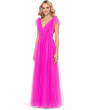 Long Mesh V-Neck Ballgown