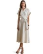 Striped Belted Twill Dress
