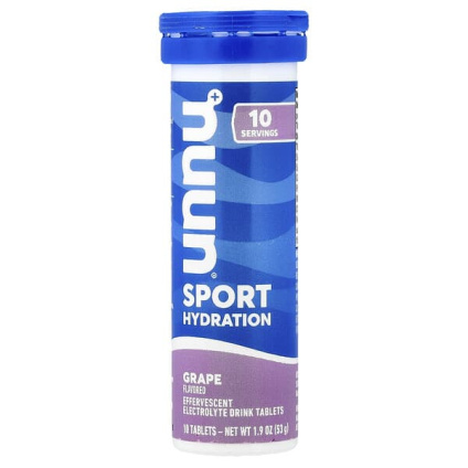 Nuun, Sport Hydration, шипучие таблетки для приготовления напитка с электролитами, со вкусом винограда, 10 таблеток