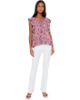 Flutter Sleeve Peplum Woven Top with Ties