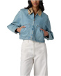 Coffee Run Denim Cropped Jacket in Blue