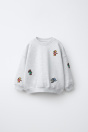 Zara Толстовка С ВЫШИВКОЙ В виде животных, серая мелированная