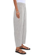 Striped Organic Linen Sheen Ankle Lantern Pants