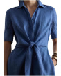 Tie-Front Linen Shirtdress