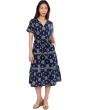 Coastal Tiles Short Sleeve Midi Dress