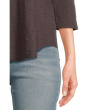 3/4 Sleeve V-Neck Tee with Curved Hem