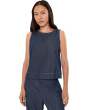 Petite Lightweight Organic Cotton Denim Round Neck Shell
