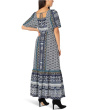 Elbow Sleeve Square Neck Woven Maxi Dress With Pockets