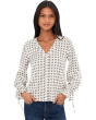 V-Neck Button Down Tie Sleeve Top