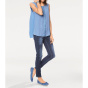 Designer-Blusentop, jeansblau
