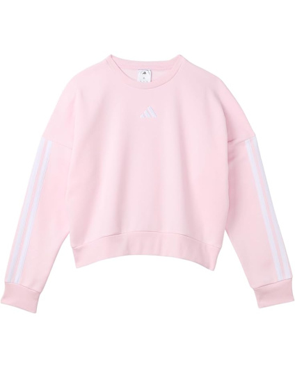 adidas Kids Флисовый пуловер из вереска с круглым вырезом и 3 полосками (для больших детей)