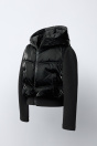 Zara Стеганая куртка с капюшоном черного цвета