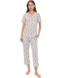 Short Sleeve Cropped Cotton Knit Pajama Set