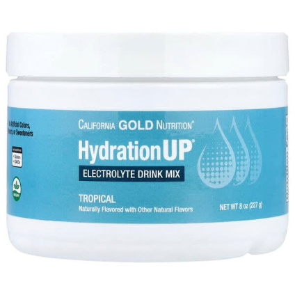 California Gold Nutrition, HydrationUP®, смесь для приготовления электролитического напитка с кальцием, калием, витаминами C и E, тропические фрукты, 227 г (8 унций)