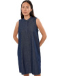 Petite Lightweight Organic Cotton Denim Mandarin Collar Dress