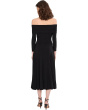 3/4 Sleeve Cowl Neck Flared Dress To Midcalf