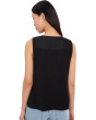 Sleeveless V-neck Woven-to-knit Top